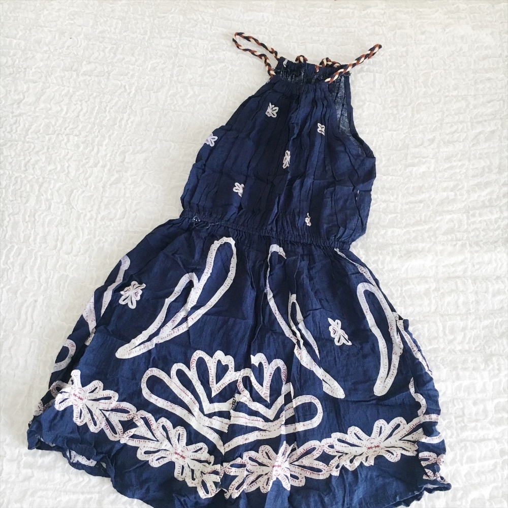 ❗3/$20 Navy Tassel High-neck Romper